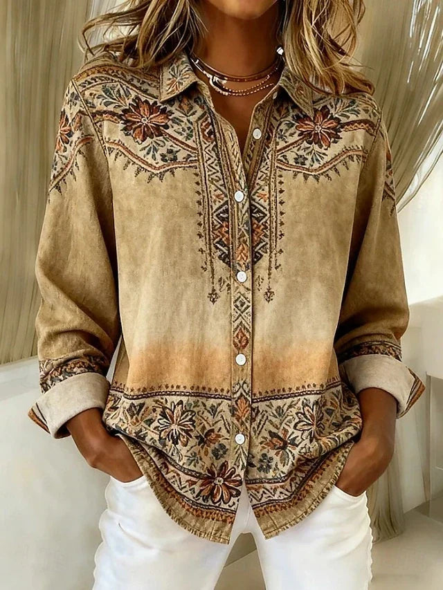 Colette | Vintage Floral Button-Front Blouse
