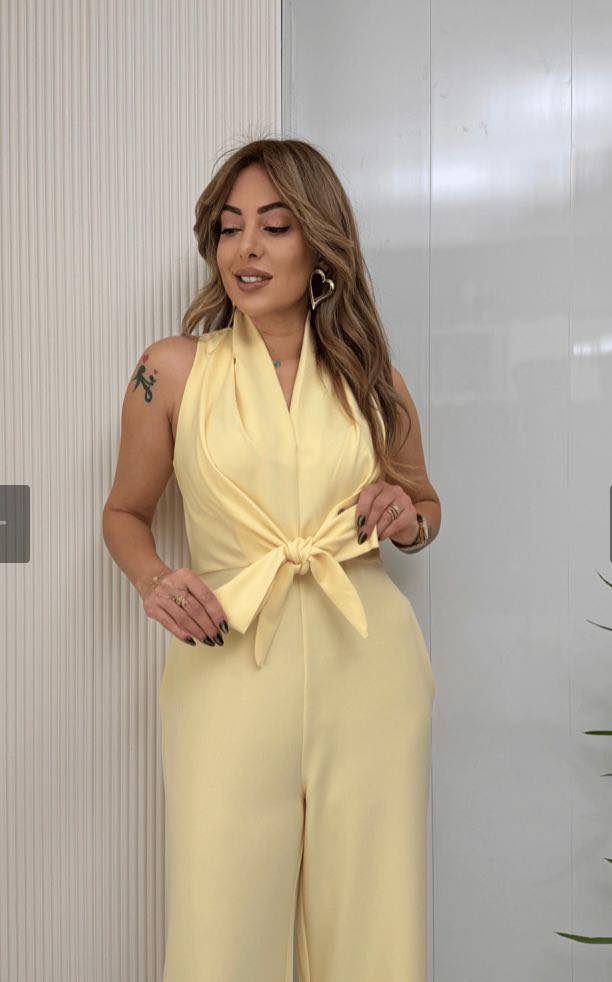 Paula | Women's Halter Tie-Front Wide-Leg Jumpsuit