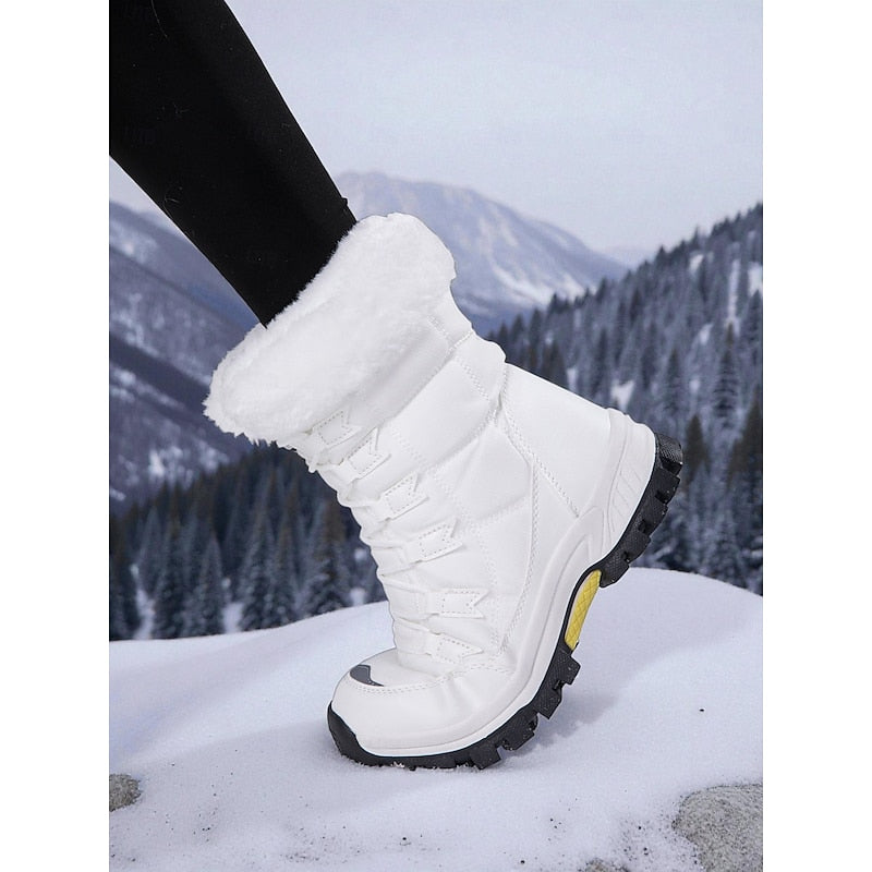 Katherine | Cozy Fur-Trimmed Lace-Up Snow Boots