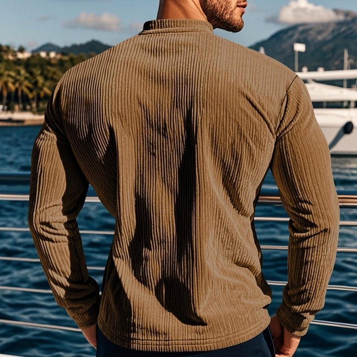 Grayson | Ribbed Long-Sleeve Henley Shirt