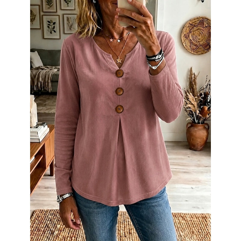 Clara | Button-Front V-Neck Shirt