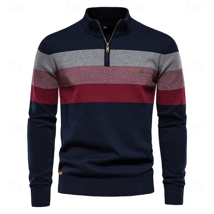 Sawyer | Quarter-Zip Striped Sweater