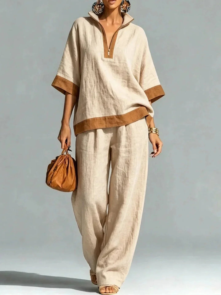 Leonora | Relaxed Contrast-Trim Two-Piece Set