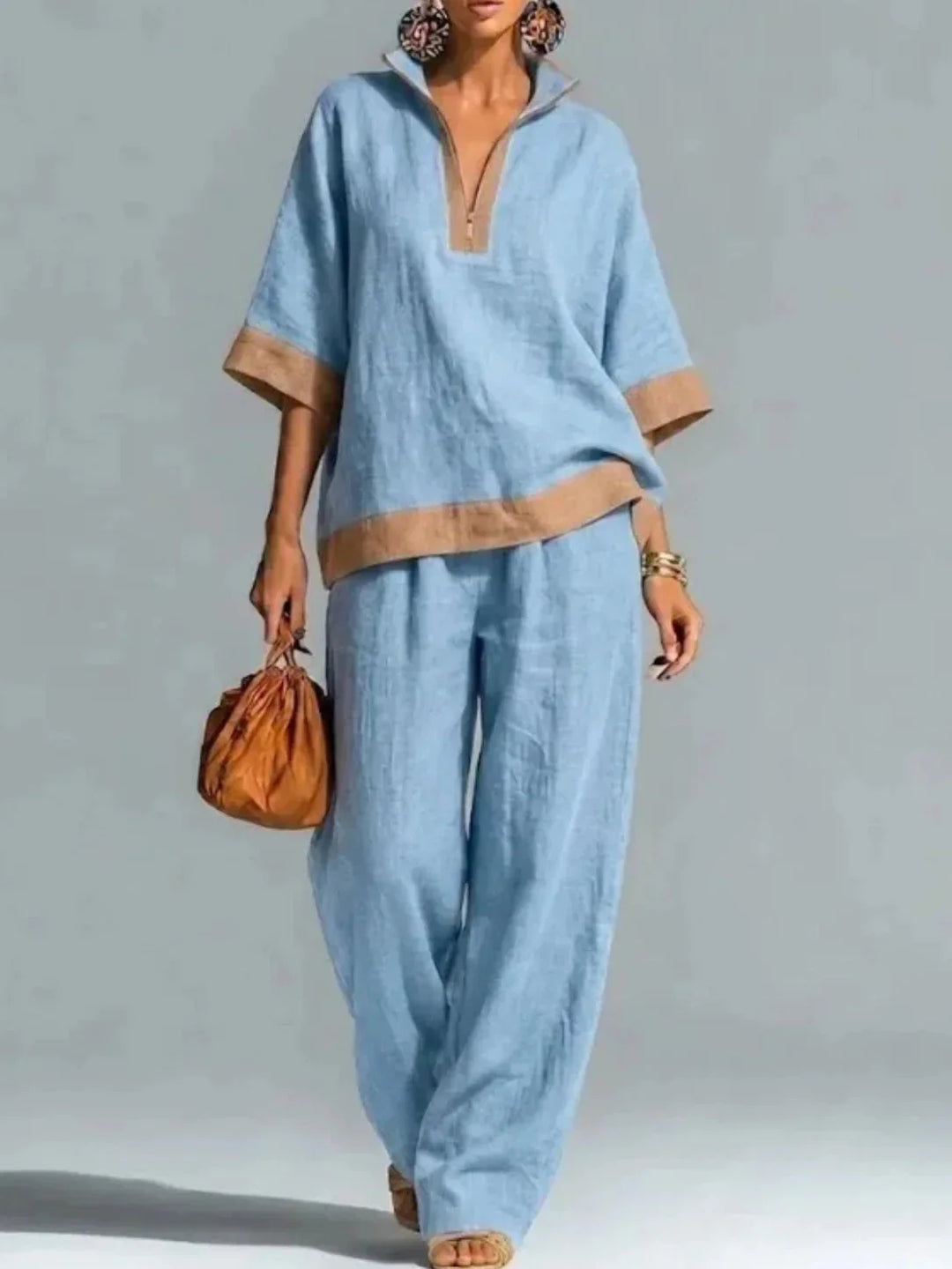Leonora | Relaxed Contrast-Trim Two-Piece Set