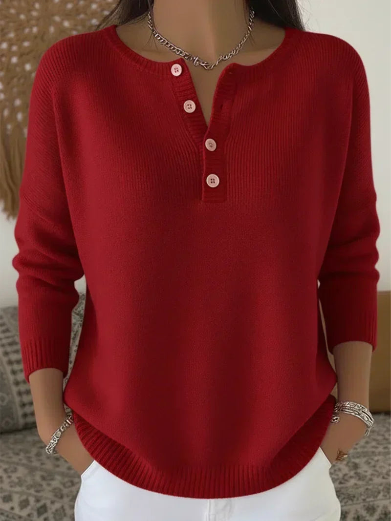 Fabienne | Button-Placket Knit Sweater