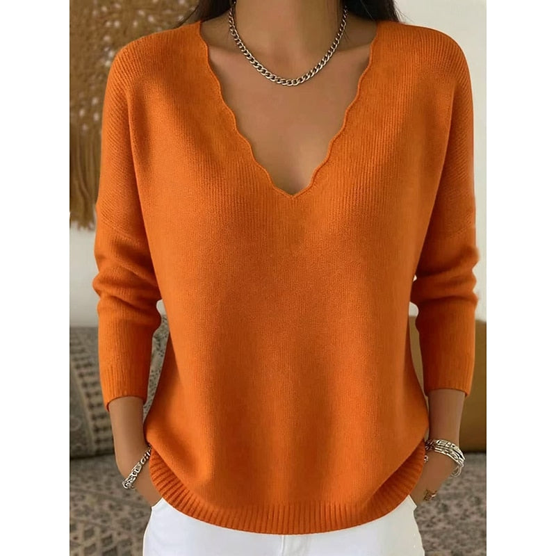 Margot | Scalloped Halloween V-Neck Sweater