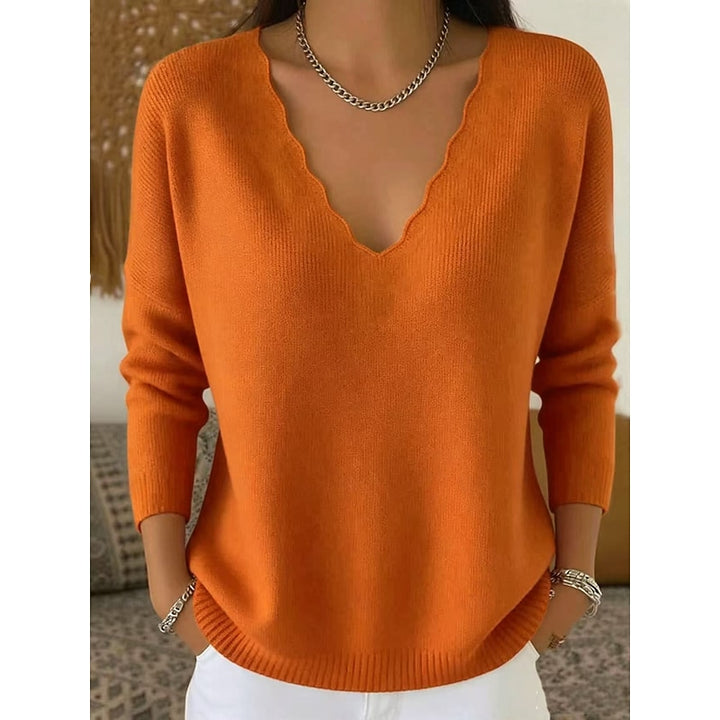 Margot | Scalloped Halloween V-Neck Sweater
