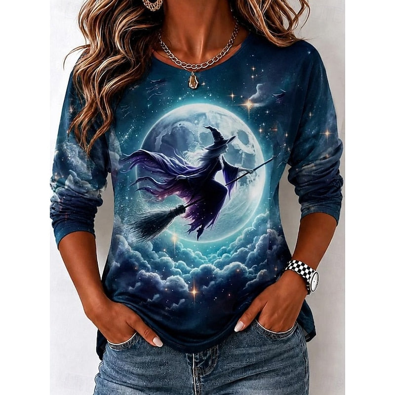 Hazel | Halloween Witch Silhouette Long Sleeve Top