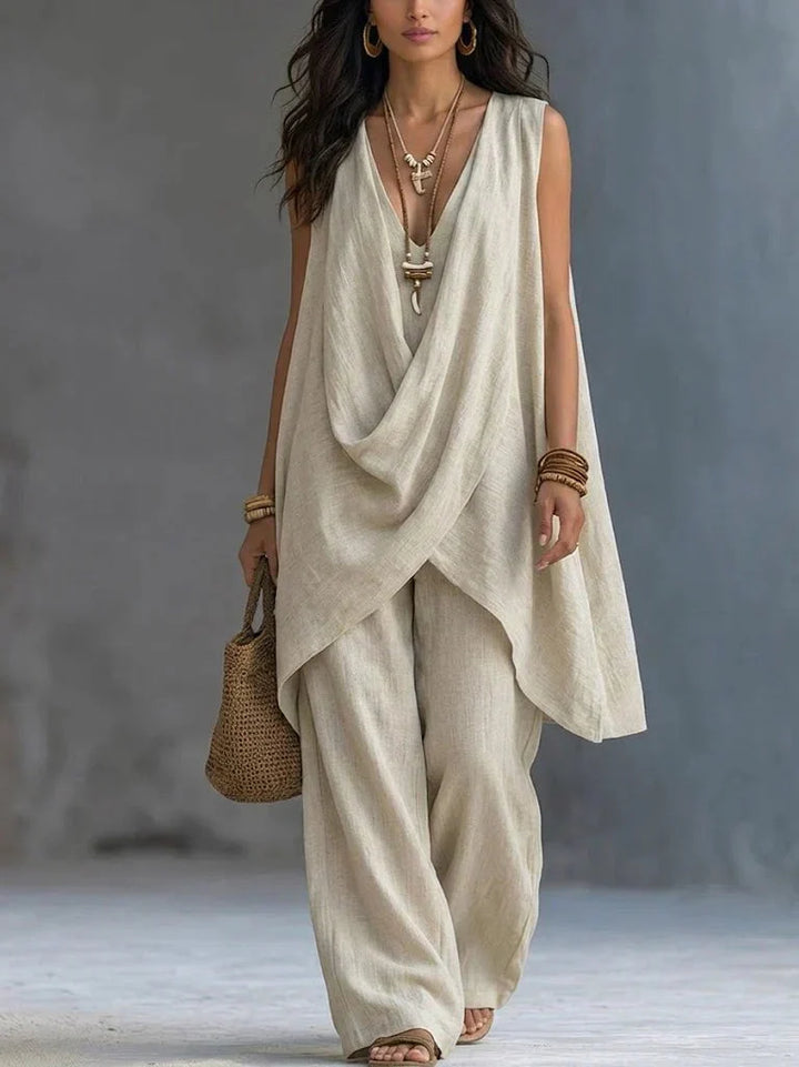 Celestine | Draped Wide-Leg Two-Piece Set
