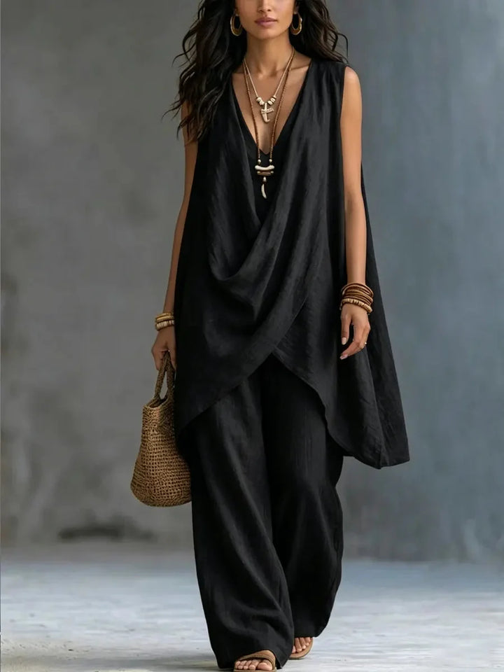Celestine | Draped Wide-Leg Two-Piece Set