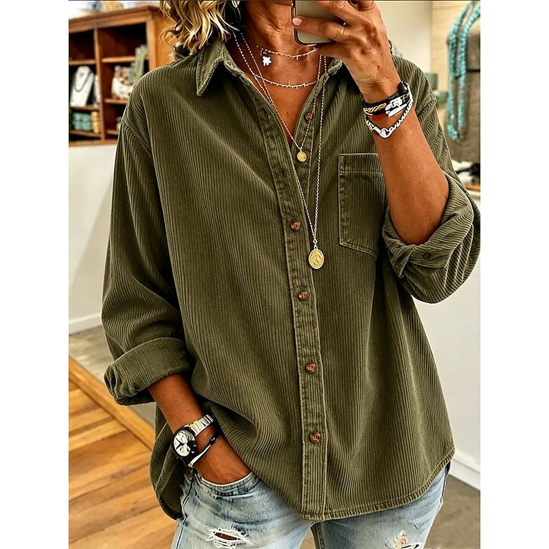 Harper | Relaxed Ribbed Button-Up Shirt