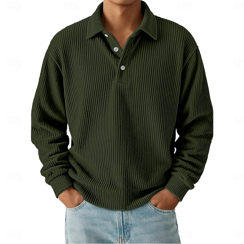 Hudson | Textured Long-Sleeve Polo Shirt