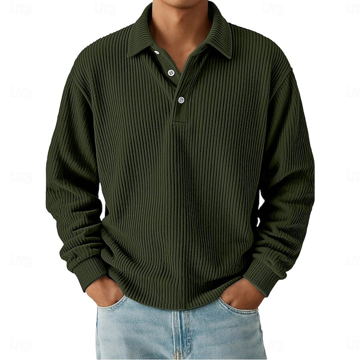 Hudson | Textured Long-Sleeve Polo Shirt