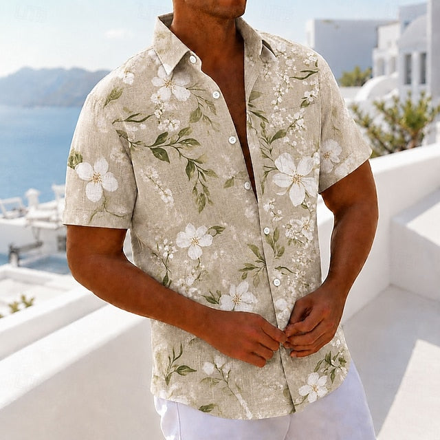 Jordan | Men's Floral Bamboo Linen Short Sleeve Shirt
