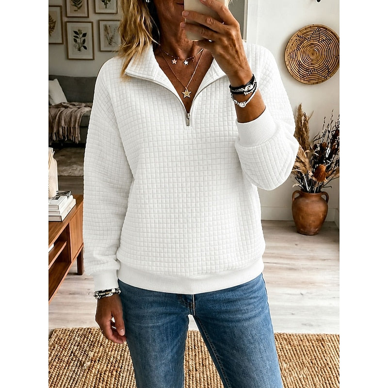Meredith | Textured Half-Zip Sweatshirt