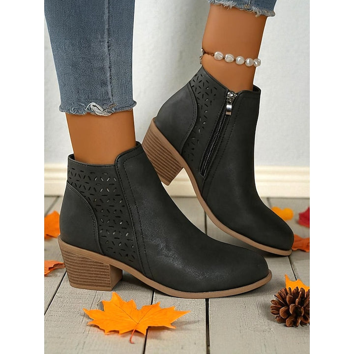 Marcella | Cutout Block-Heel Ankle Boots