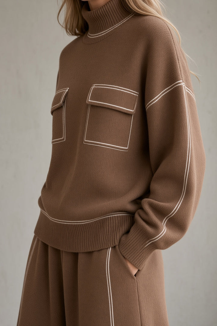 Rachel | Contrast-Stitch Two-Piece Set