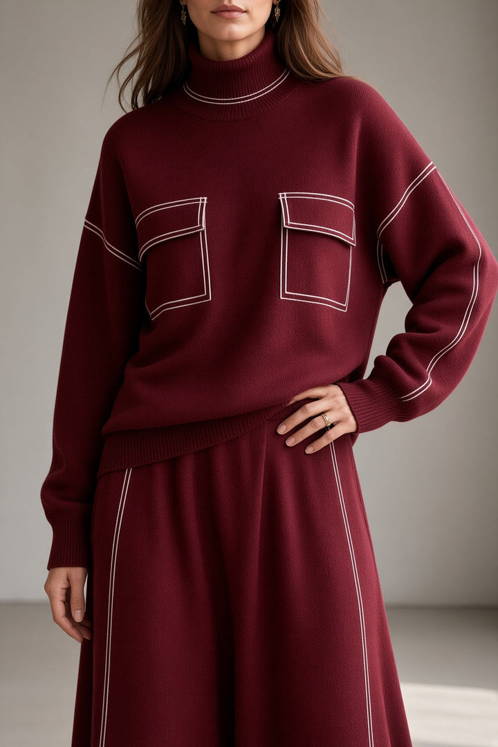Rachel | Contrast-Stitch Two-Piece Set