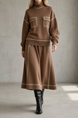 Rachel | Contrast-Stitch Two-Piece Set