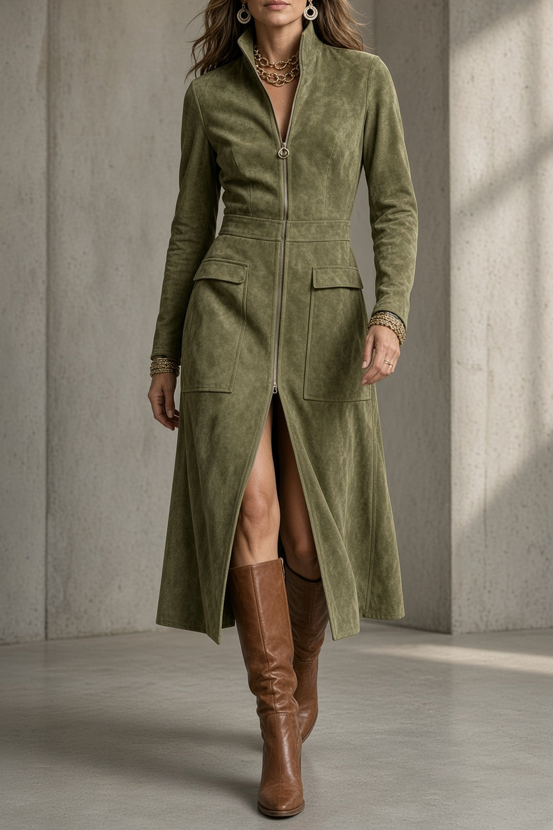 Josephine | Sculpted Zip-Front Coat Dress
