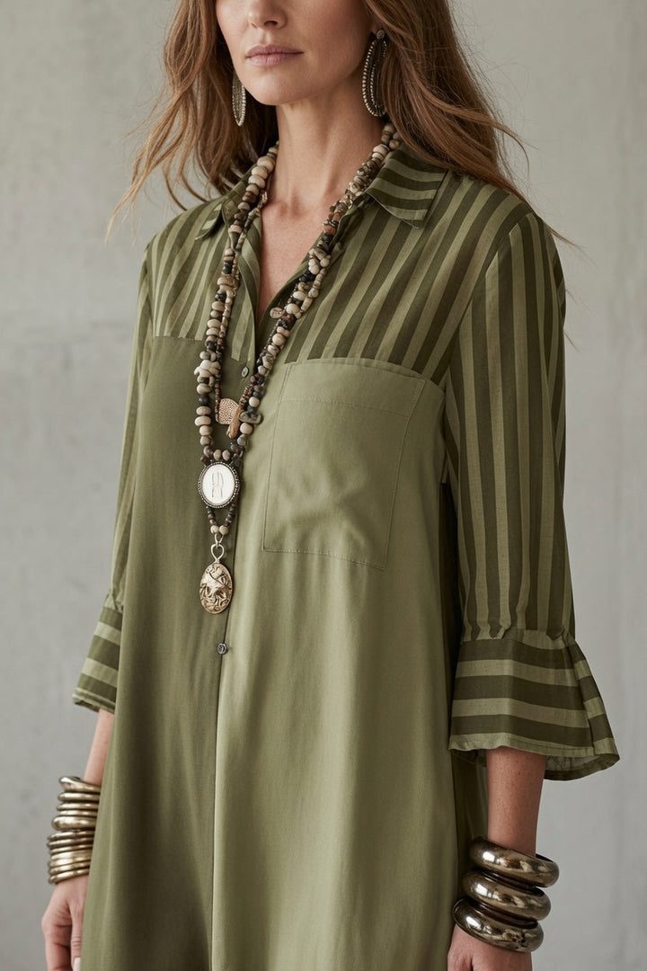 Ingrid | Colorblock Maxi Shirt Dress
