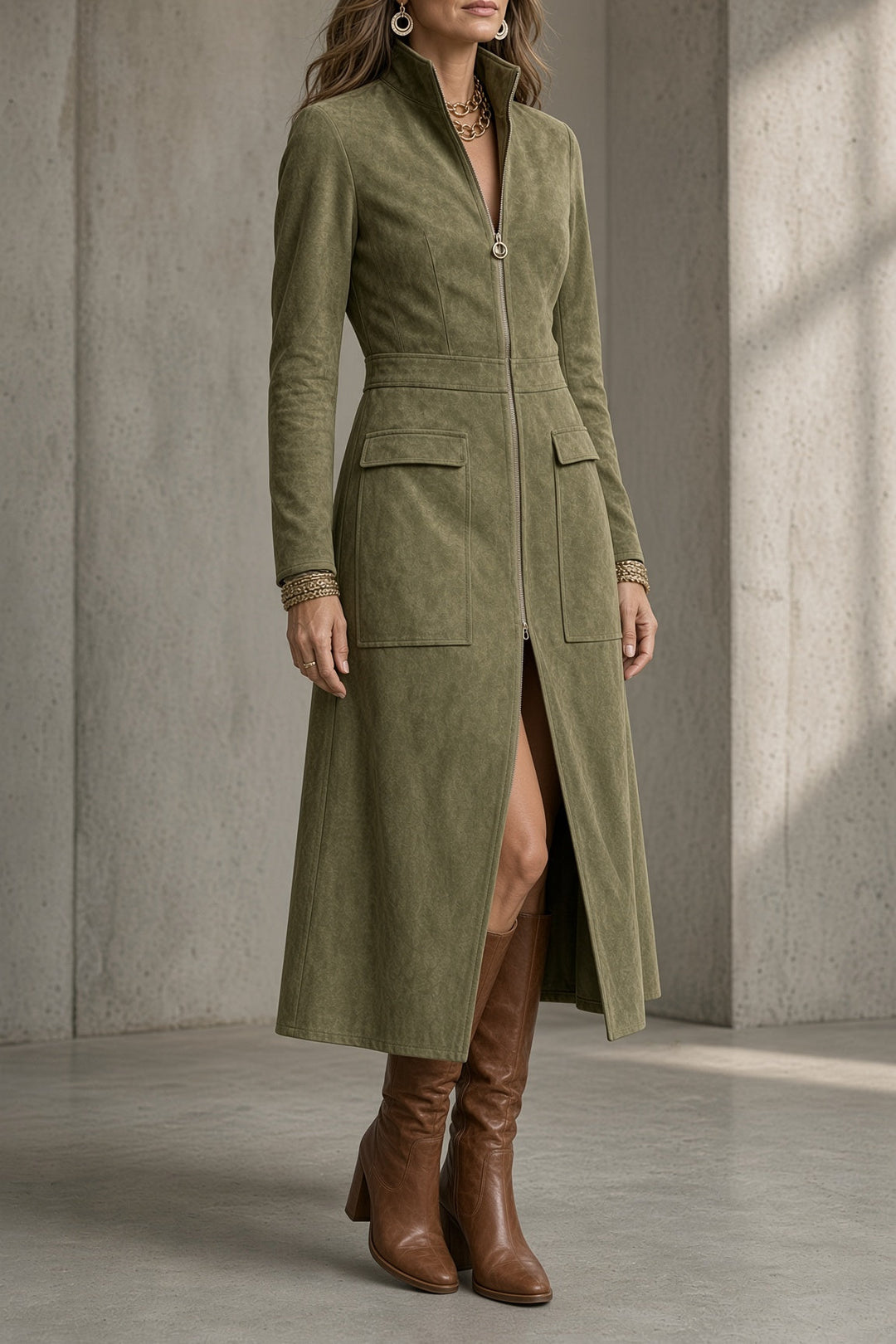 Josephine | Sculpted Zip-Front Coat Dress