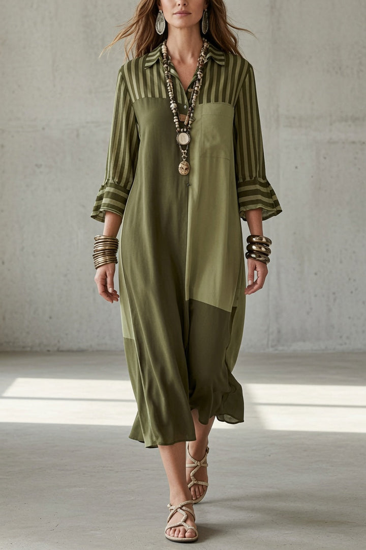Ingrid | Colorblock Maxi Shirt Dress