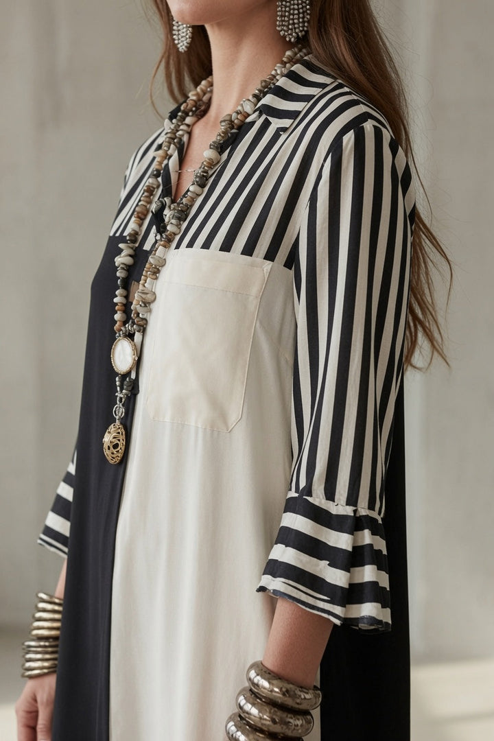 Ingrid | Colorblock Maxi Shirt Dress