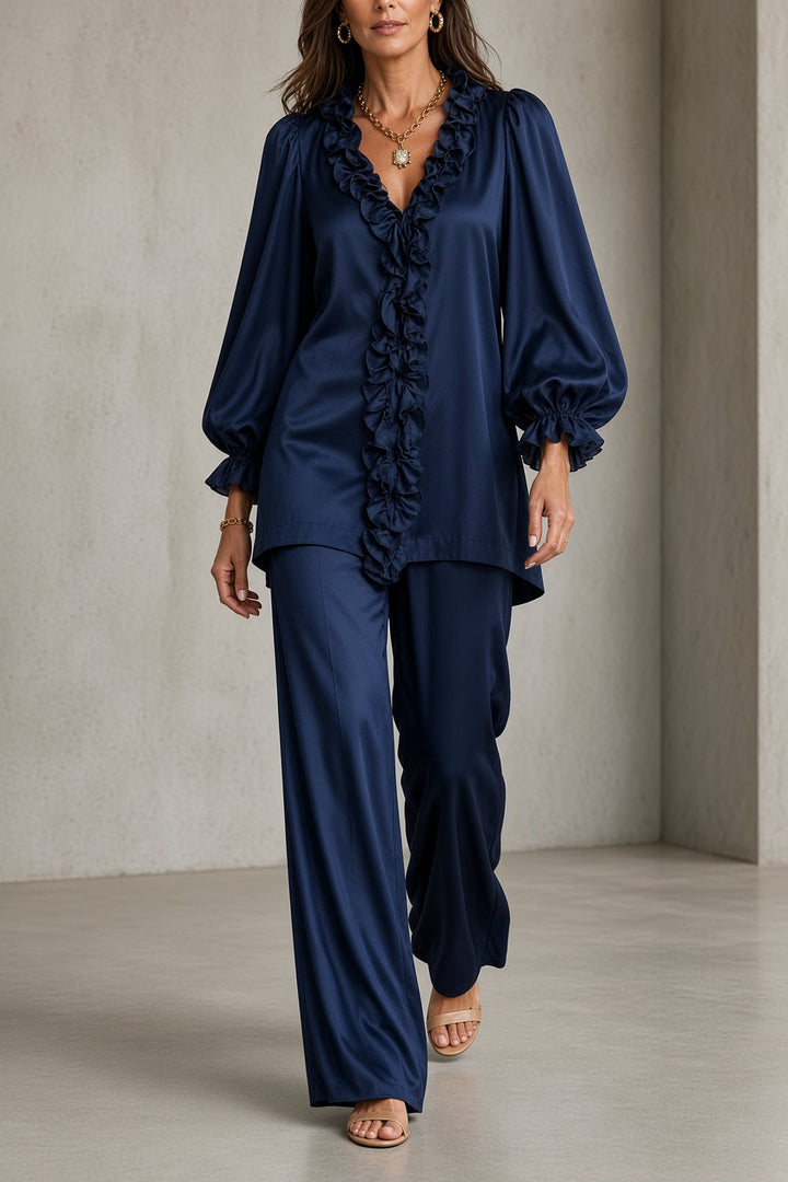 Marceline | Ruffle-Front Two-Piece Set