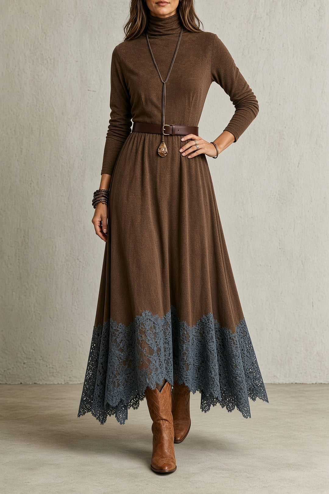 Cecily | Lace-Hem Maxi Dress