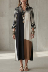 Ingrid | Colorblock Maxi Shirt Dress