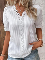 Harper | Lace-Trim V-Neck Blouse