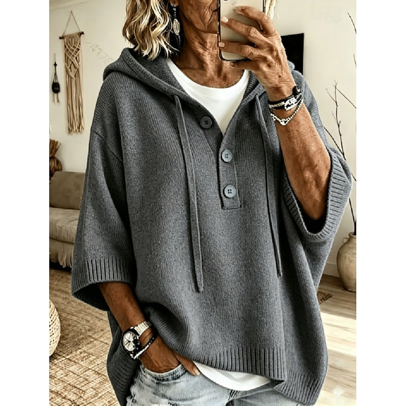 Marina | Relaxed Hooded Button Pullover