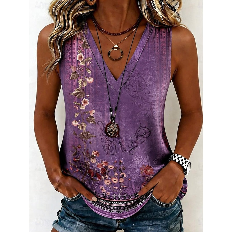 Linnea | Floral V-Neck Tank Top