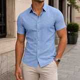Raymond | Men's Textured Short Sleeve Dress Shirt