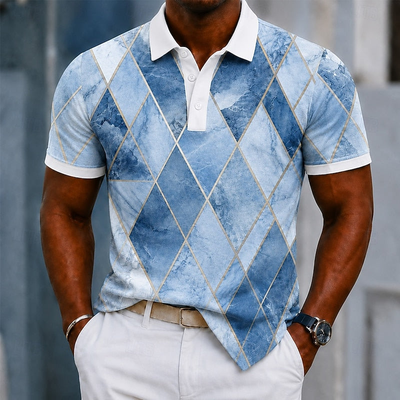 Grady | Marbled Geometric Polo Shirt