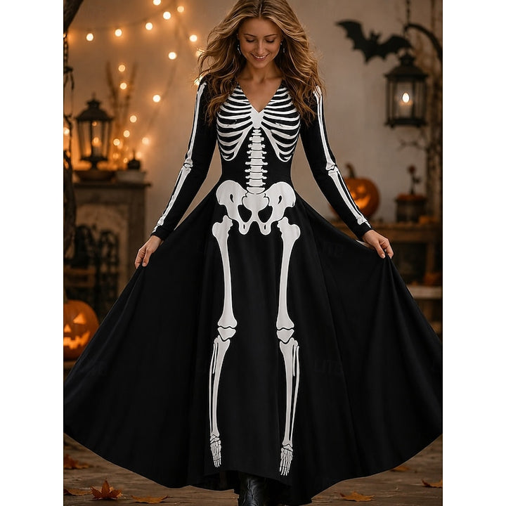 Octavia | Halloween Skeleton Maxi Dress