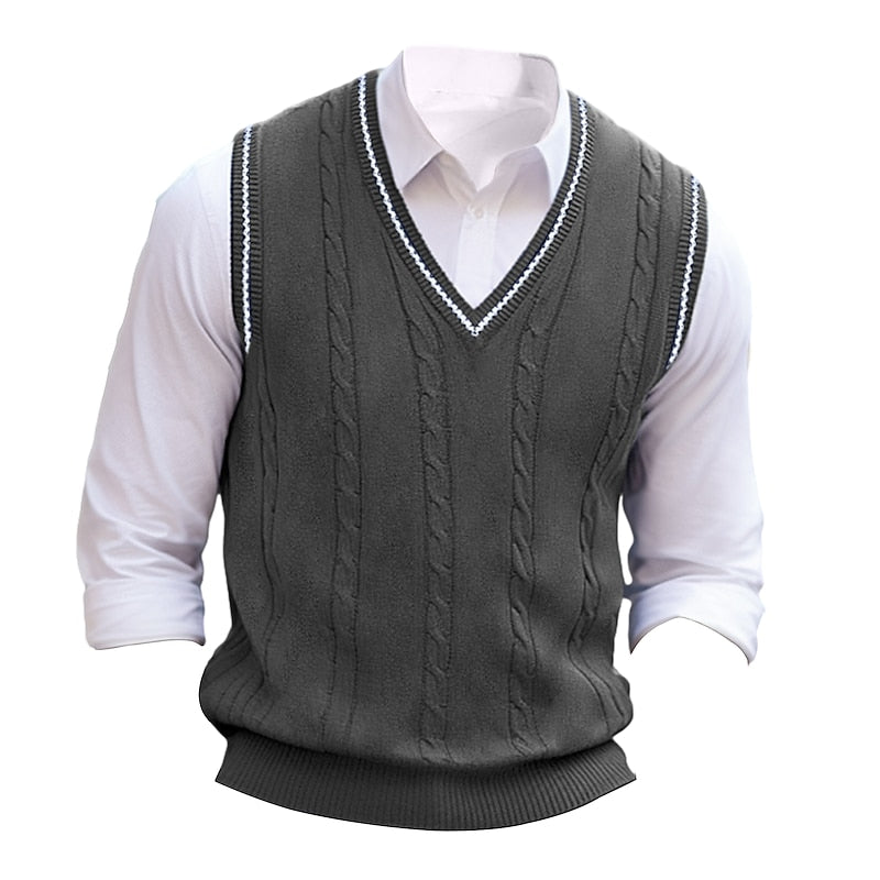 Arthur | Cable Knit V-Neck Sweater Vest