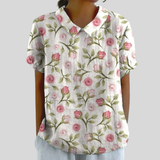 Flora | Rose Print Collared Blouse