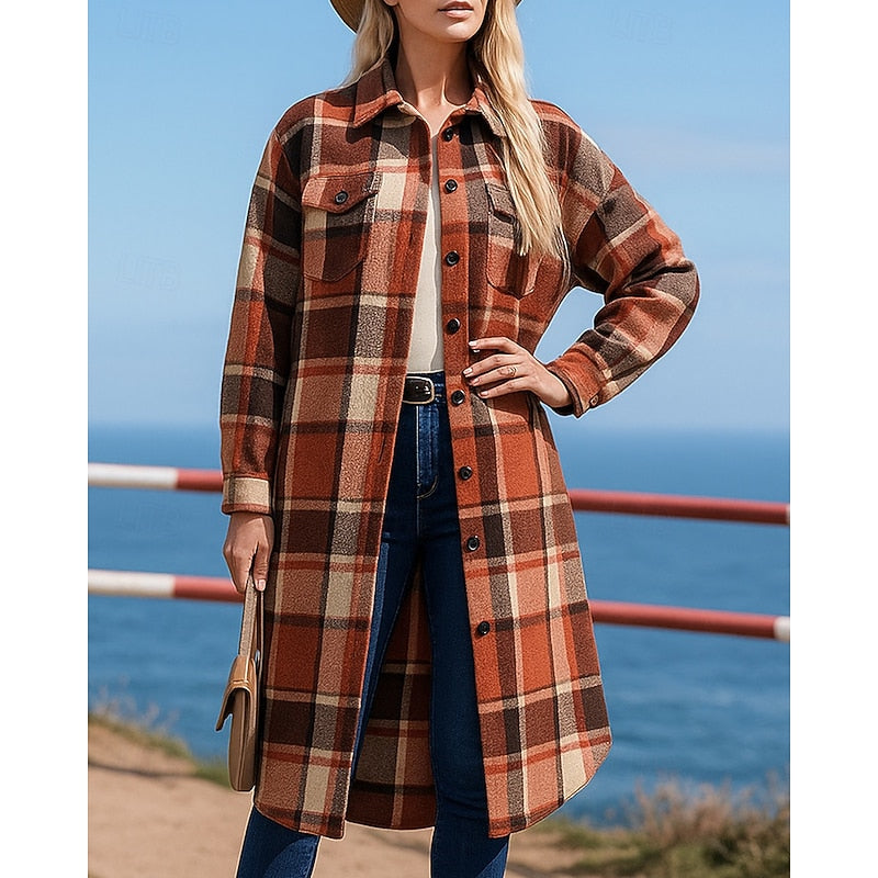 Delia | Christmas Plaid Longline Coat