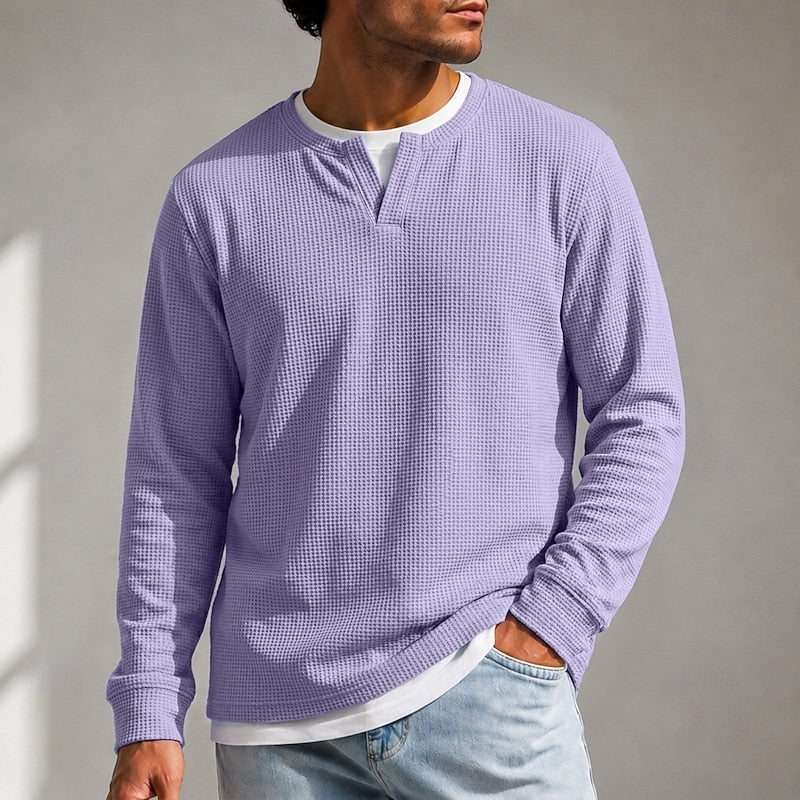 Bradley | Textured Waffle Long-Sleeve Top
