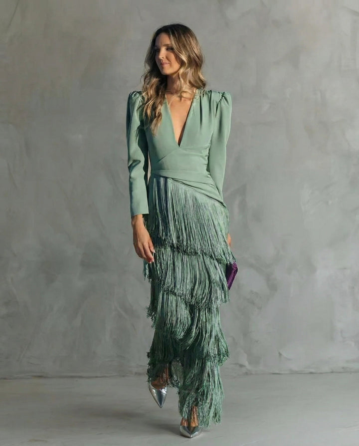 Adriana | Elegant Fringe Evening Dress