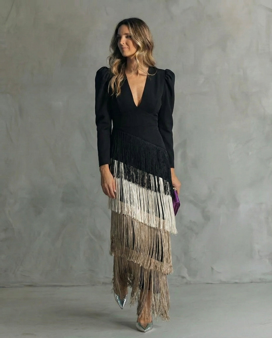 Adriana | Elegant Fringe Evening Dress