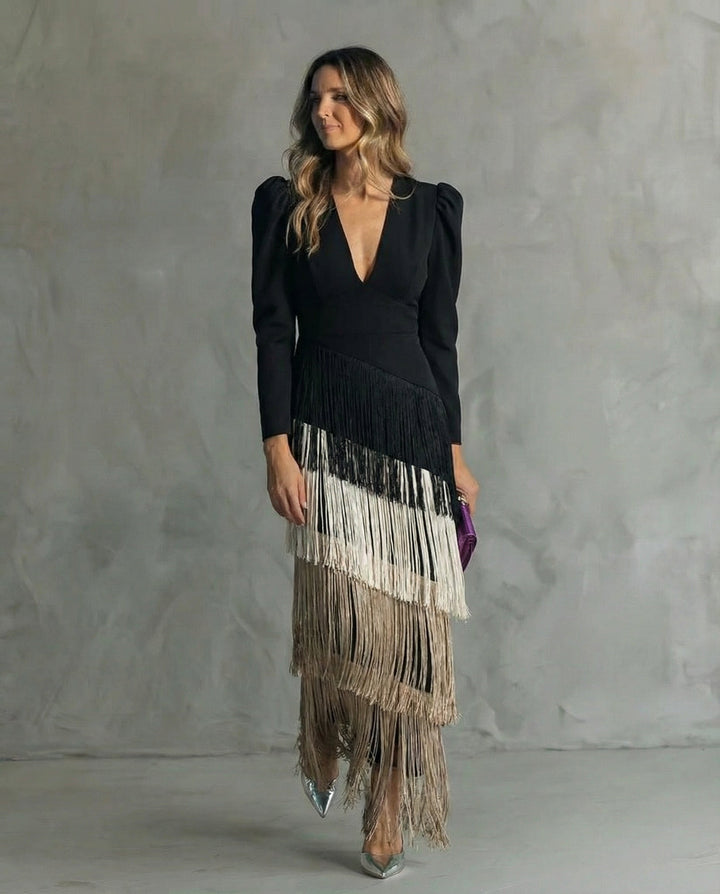 Adriana | Elegant Fringe Evening Dress