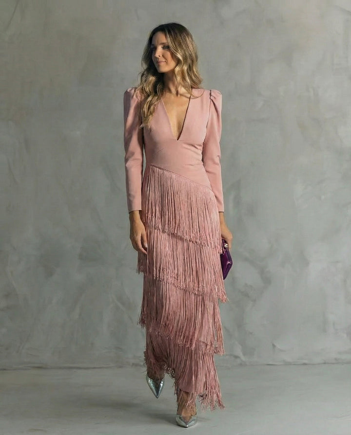 Adriana | Elegant Fringe Evening Dress