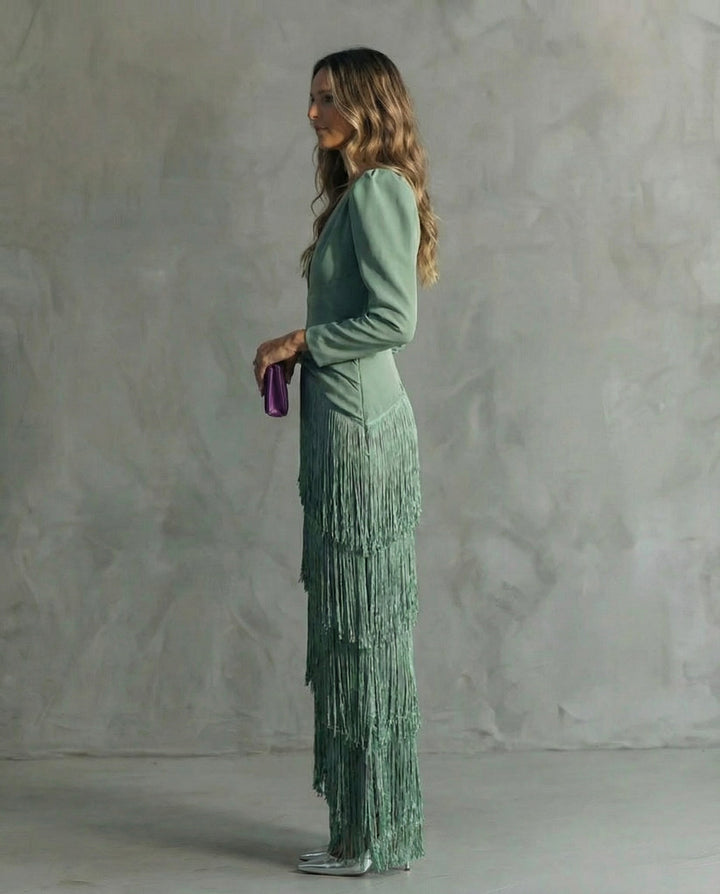 Adriana | Elegant Fringe Evening Dress
