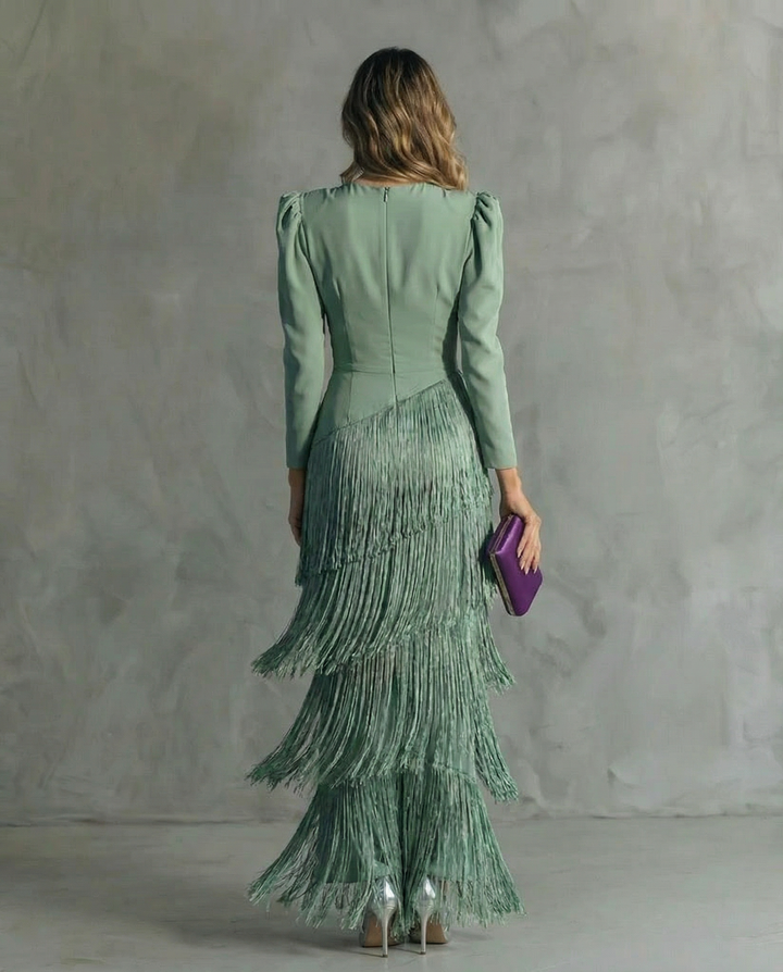 Adriana | Elegant Fringe Evening Dress