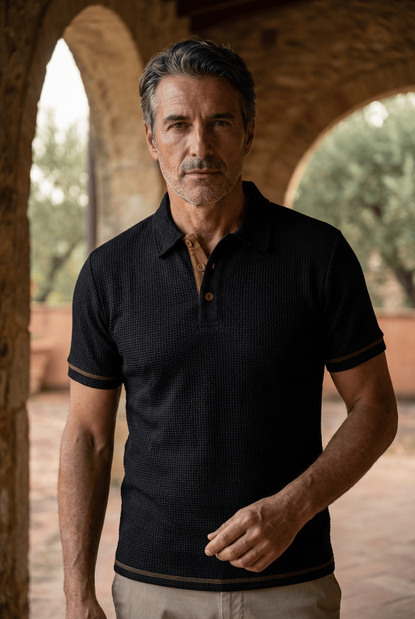 Weston | Men's Textured Polo Button-Up Shirt