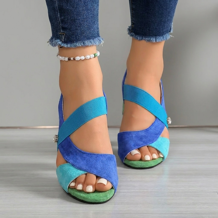 Elowen | Colour-Block Block Heel Sandals