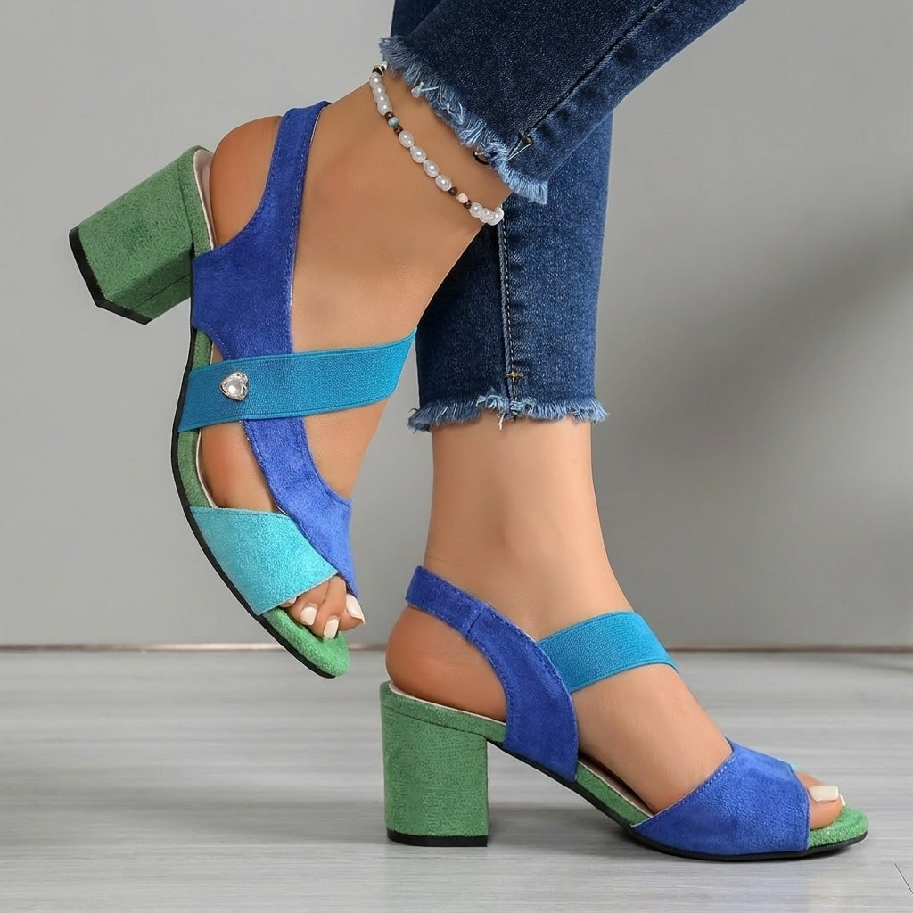 Elowen | Colour-Block Block Heel Sandals
